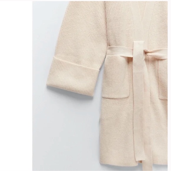 Zara Belted Knit Cardigan Knit Coat NWT - Picture 7 of 8